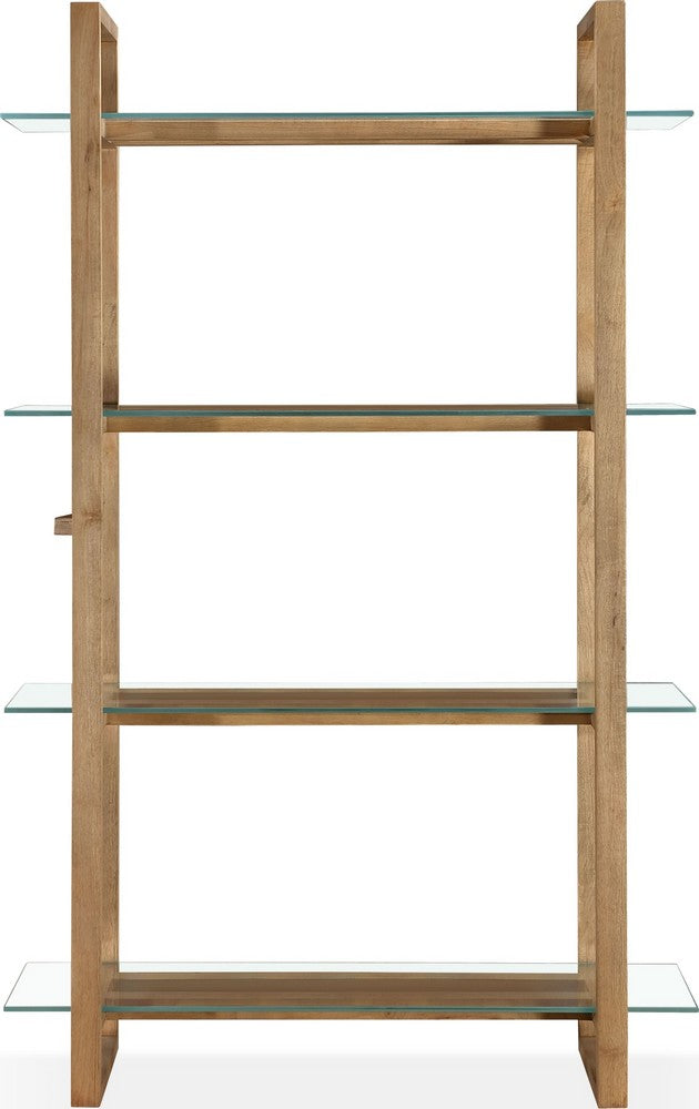 Modus Furniture - One Modern Coastal Glass Shelf Bookcase in Solid Wood - JVLH19 view 2