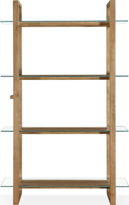 Modus Furniture - One Modern Coastal Glass Shelf Bookcase in Solid Wood - JVLH19 view 2