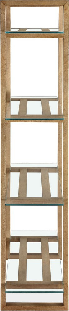 Modus Furniture - One Modern Coastal Glass Shelf Bookcase in Solid Wood - JVLH19 view 3