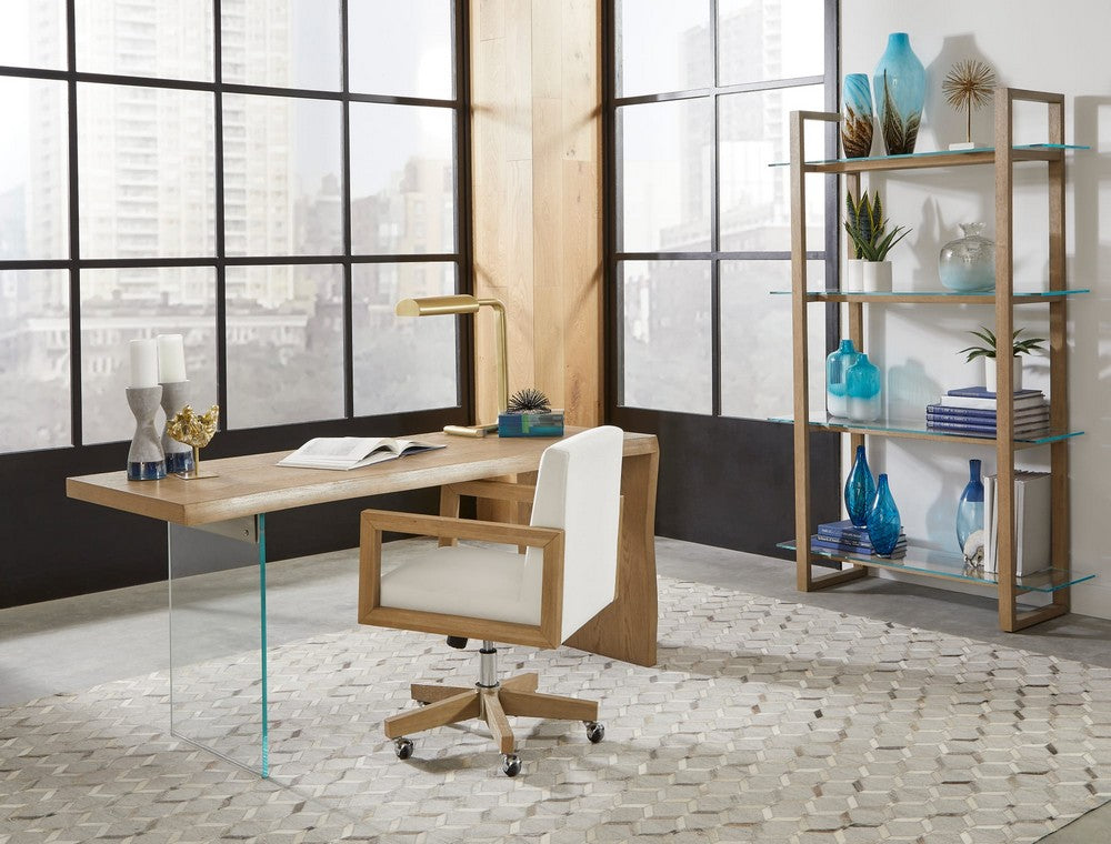Modus Furniture - One Modern Coastal Glass Shelf Bookcase in Solid Wood - JVLH19 view 5