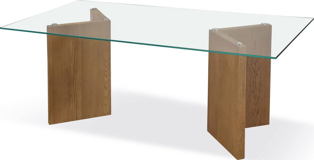 Modus Furniture - One Modern Coastal Glass Top Dining Table in White Oak - JVLH61 view 1