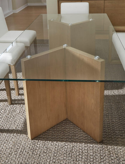 Modus Furniture - One Modern Coastal Glass Top Dining Table in White Oak - JVLH61 view 3