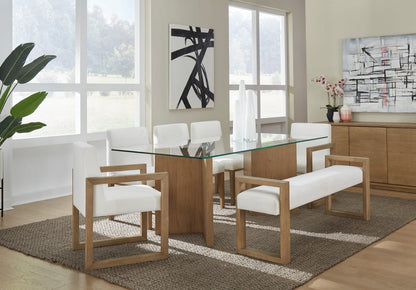 Modus Furniture - One Modern Coastal Glass Top Dining Table in White Oak - JVLH61 view 4