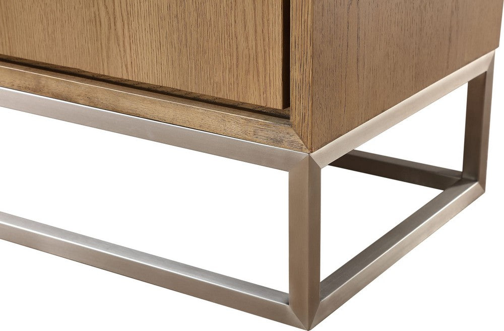 Modus Furniture - One Modern Coastal Metal Base Sideboard in White Oak and Brushed Stainless Steel - JVLH78G view 3