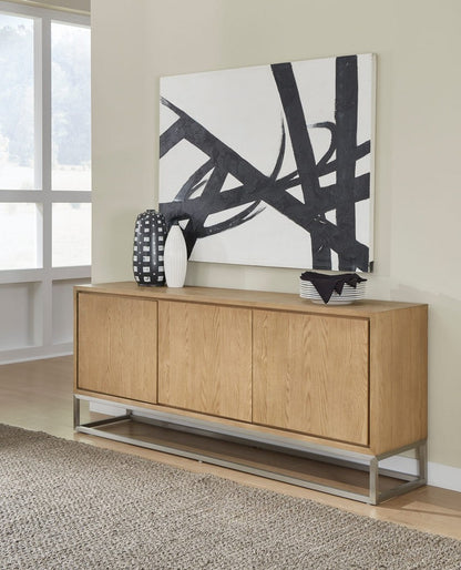 Modus Furniture - One Modern Coastal Metal Base Sideboard in White Oak and Brushed Stainless Steel - JVLH78G view 5