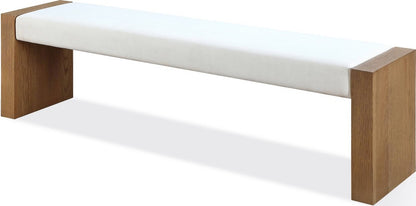 Modus Furniture - One Modern Coastal Slab Leg Upholstered Dining Bench in White Oak and White Pearl - JVLH71P view 1