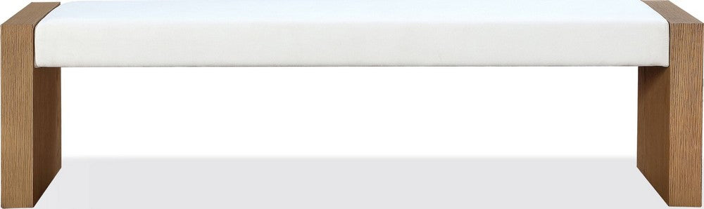 Modus Furniture - One Modern Coastal Slab Leg Upholstered Dining Bench in White Oak and White Pearl - JVLH71P view 2