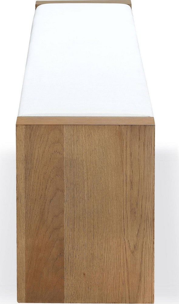 Modus Furniture - One Modern Coastal Slab Leg Upholstered Dining Bench in White Oak and White Pearl - JVLH71P view 3