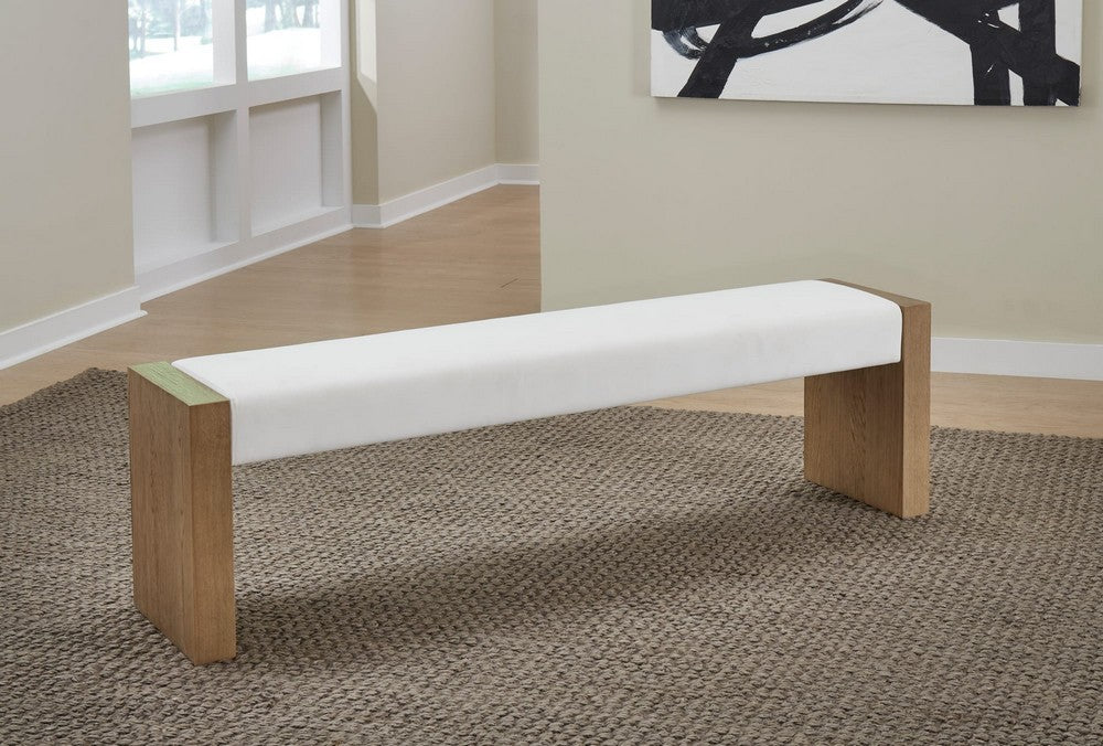 Modus Furniture - One Modern Coastal Slab Leg Upholstered Dining Bench in White Oak and White Pearl - JVLH71P view 4
