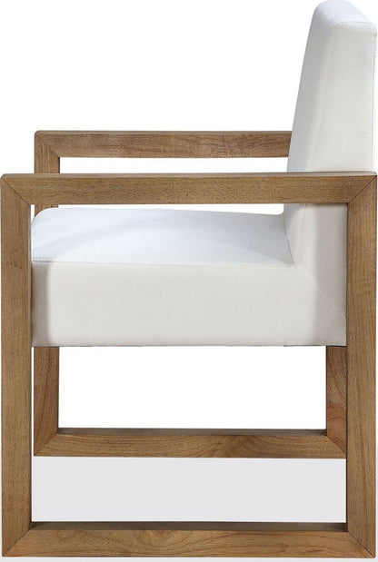 Modus Furniture - One Modern Coastal Sled Leg Upholstered Dining Arm Chair in White Pearl and Bisque - JVLH64_1 view 3