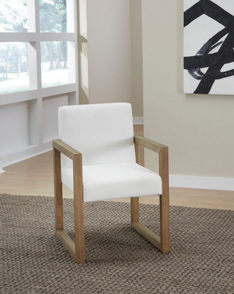 Modus Furniture - One Modern Coastal Sled Leg Upholstered Dining Arm Chair in White Pearl and Bisque - JVLH64_1 view 5