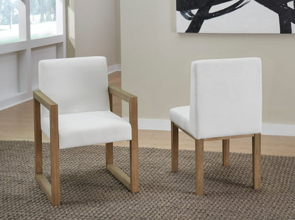 Modus Furniture - One Modern Coastal Sled Leg Upholstered Dining Arm Chair in White Pearl and Bisque - JVLH64_1 view 6
