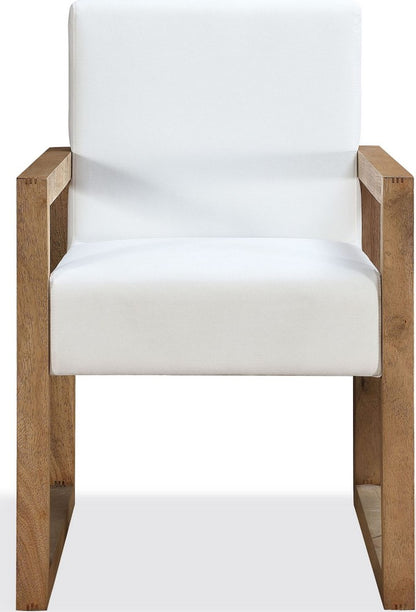 Modus Furniture - One Modern Coastal Sled Leg Upholstered Dining Arm Chair in White Pearl and Bisque Set of 2 - JVLH64_2 view 2