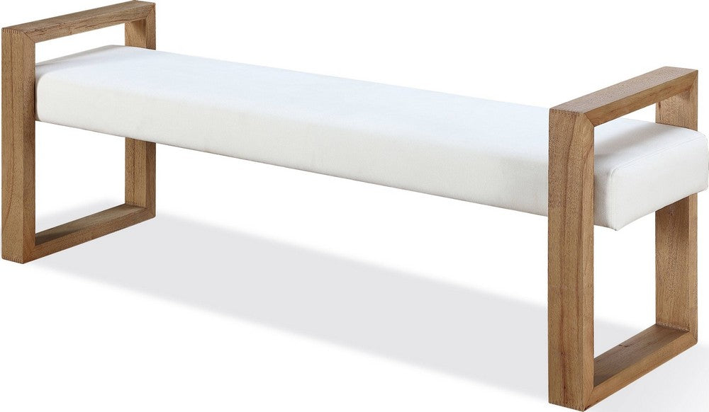 Modus Furniture - One Modern Coastal Sled Leg Upholstered Dining Bench in White Pearl and Bisque - JVLH71 view 1
