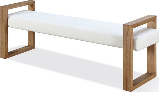 Modus Furniture - One Modern Coastal Sled Leg Upholstered Dining Bench in White Pearl and Bisque - JVLH71 view 1