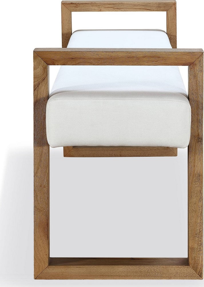 Modus Furniture - One Modern Coastal Sled Leg Upholstered Dining Bench in White Pearl and Bisque - JVLH71 view 3