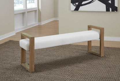 Modus Furniture - One Modern Coastal Sled Leg Upholstered Dining Bench in White Pearl and Bisque - JVLH71 view 4