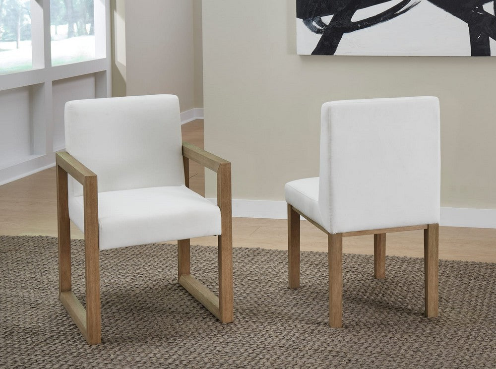 Modus Furniture - One Modern Coastal Upholstered Dining Side Chair in White Pearl and Bisque Set of 2 - JVLH63_2 view 6