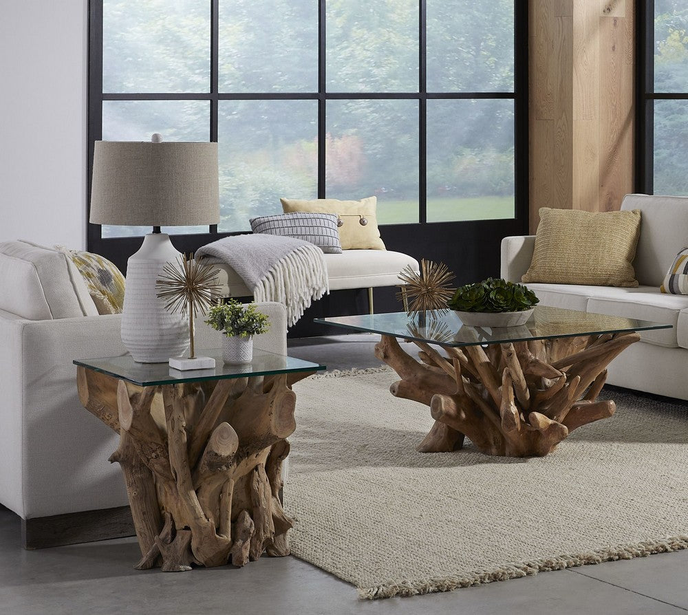 Modus Furniture - One Solid Teak Root Glass Top Coffee Table - JVHS21 view 5