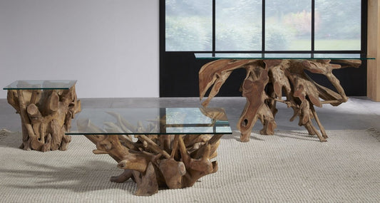 Modus Furniture - One Solid Teak Root Glass Top Console Table - JVHS23 view 2