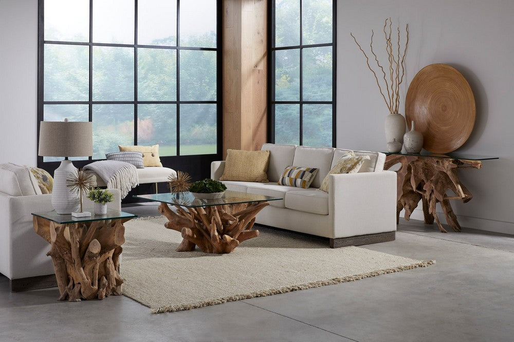 Modus Furniture - One Solid Teak Root Glass Top End Table - JVHS22 view 5