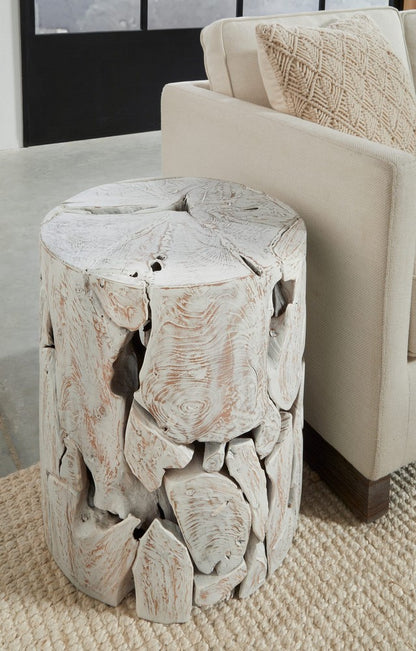 Modus Furniture - One Teak Slice Round End Table in Bleached Teak - JVHT22SR view 2