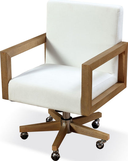 Modus Furniture - One Wood Frame Home Office Chair in Solid Wood and White Canvas - JVLH17 view 1