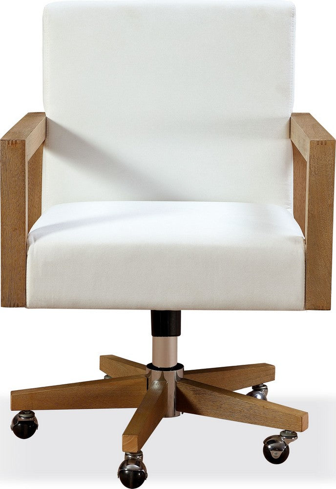 Modus Furniture - One Wood Frame Home Office Chair in Solid Wood and White Canvas - JVLH17 view 2