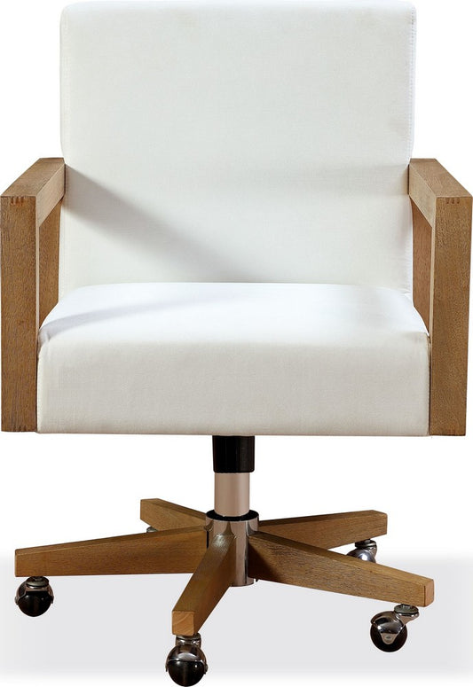Modus Furniture - One Wood Frame Home Office Chair in Solid Wood and White Canvas - JVLH17 view 2