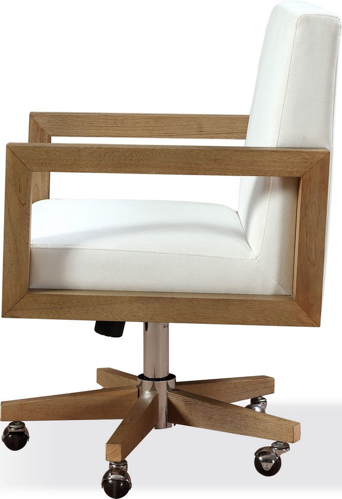 Modus Furniture - One Wood Frame Home Office Chair in Solid Wood and White Canvas - JVLH17 view 3