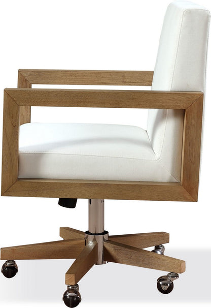 Modus Furniture - One Wood Frame Home Office Chair in Solid Wood and White Canvas - JVLH17 view 3