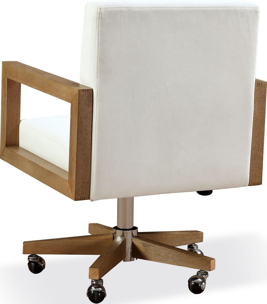 Modus Furniture - One Wood Frame Home Office Chair in Solid Wood and White Canvas - JVLH17 view 4