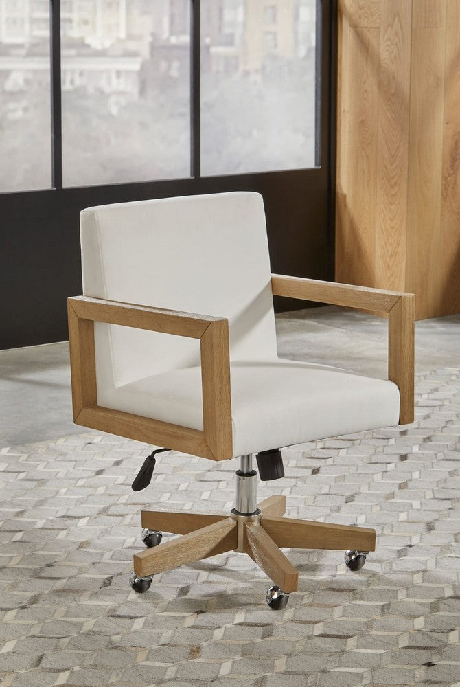 Modus Furniture - One Wood Frame Home Office Chair in Solid Wood and White Canvas - JVLH17 view 5