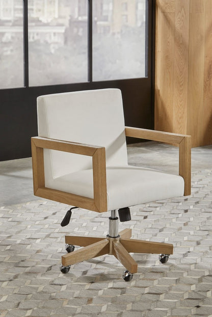 Modus Furniture - One Wood Frame Home Office Chair in Solid Wood and White Canvas - JVLH17 view 5