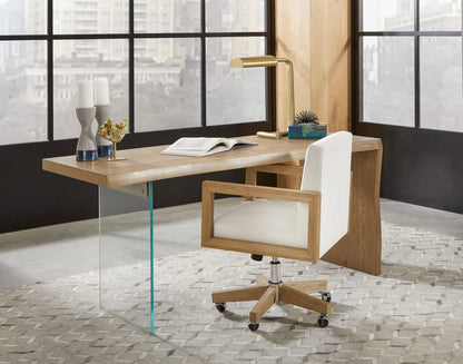 Modus Furniture - One Wood Frame Home Office Chair in Solid Wood and White Canvas - JVLH17 view 6