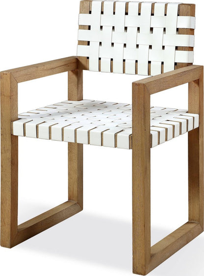 Modus Furniture - One Woven Leather and Solid Wood Dining Arm Chair in White and Bisque - JVLH64A view 1