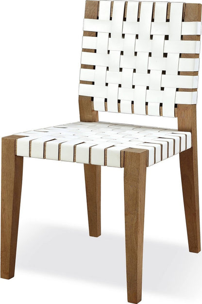 Modus Furniture - One Woven Leather and Solid Wood Dining Side Chair in White and Bisque - JVLH63W_1 view 1