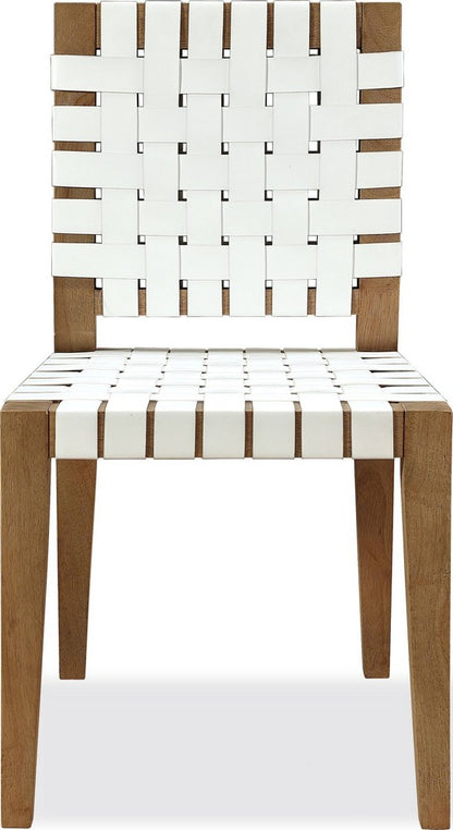 Modus Furniture - One Woven Leather and Solid Wood Dining Side Chair in White and Bisque - JVLH63W_1 view 2