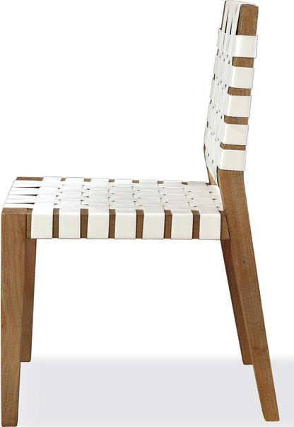 Modus Furniture - One Woven Leather and Solid Wood Dining Side Chair in White and Bisque - JVLH63W_1 view 3
