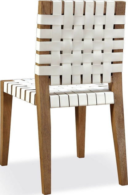 Modus Furniture - One Woven Leather and Solid Wood Dining Side Chair in White and Bisque - JVLH63W_1 view 4