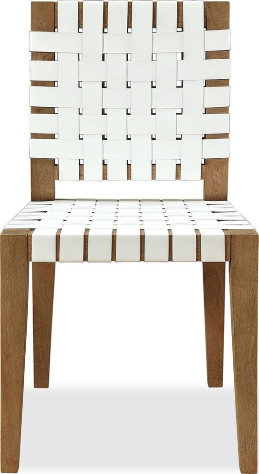 Modus Furniture - One Woven Leather and Solid Wood Dining Side Chair in White and Bisque Set of 2 - JVLH63W_2 view 2