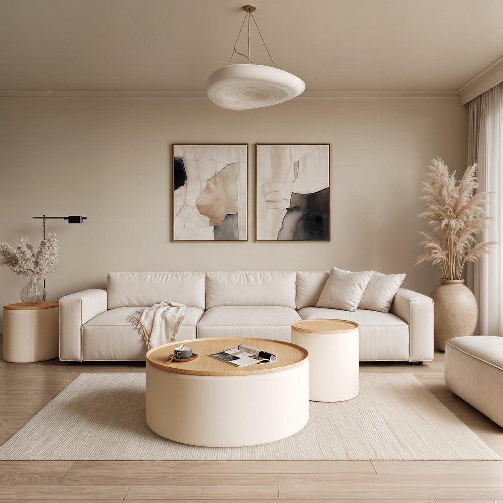 Modus Furniture - Oskar Lift Top Round Coffee Table in Barley - QVUG21 view 7