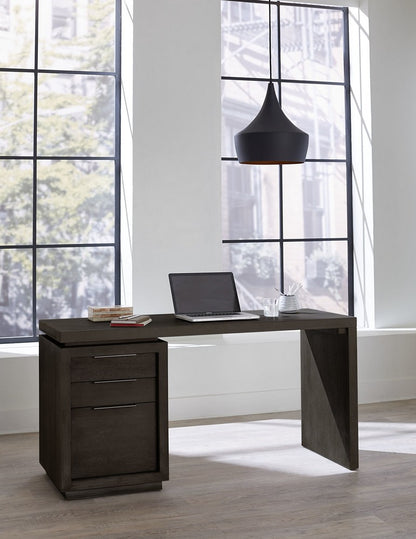 Modus Furniture - Oxford Single Pedestal Desk in Basalt Grey - AZU512 view 2