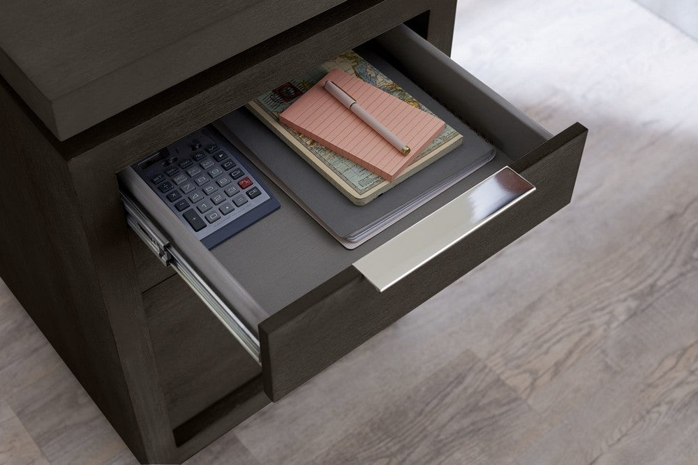 Modus Furniture - Oxford Single Pedestal Desk in Basalt Grey - AZU512 view 3