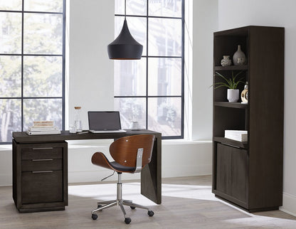 Modus Furniture - Oxford Single Pedestal Desk in Basalt Grey - AZU512 view 5