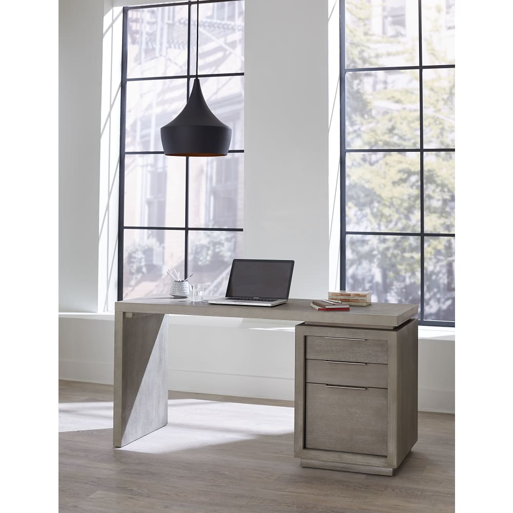 Modus Furniture - Oxford Three-Drawer Single Pedestal Desk in Mineral - AZBX12 view 1