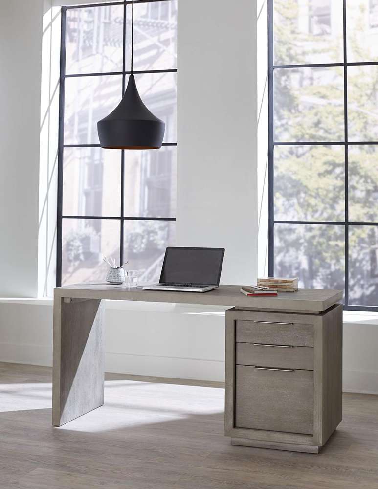 Modus Furniture - Oxford Three-Drawer Single Pedestal Desk in Mineral - AZBX12 veiw 1