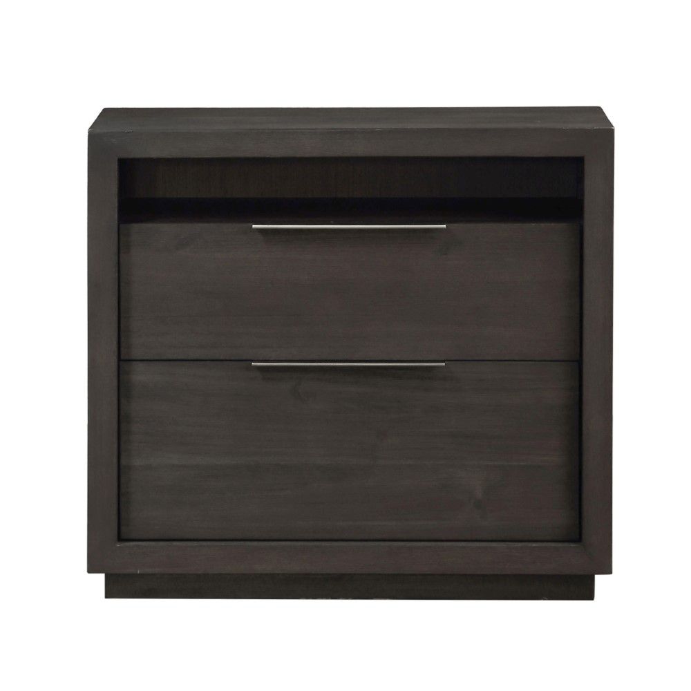 Modus Furniture - Oxford Two Drawer Nightstand in Basalt Grey - AZU581 veiw 1