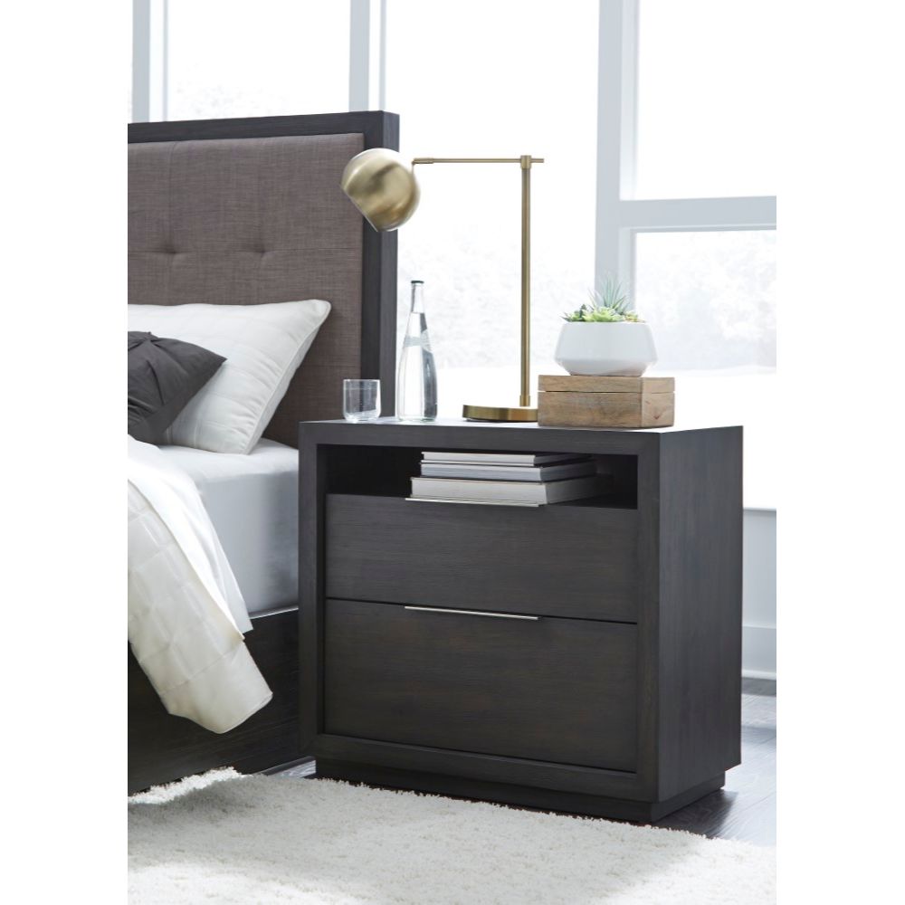 Modus Furniture - Oxford Two Drawer Nightstand in Basalt Grey - AZU581 veiw 2