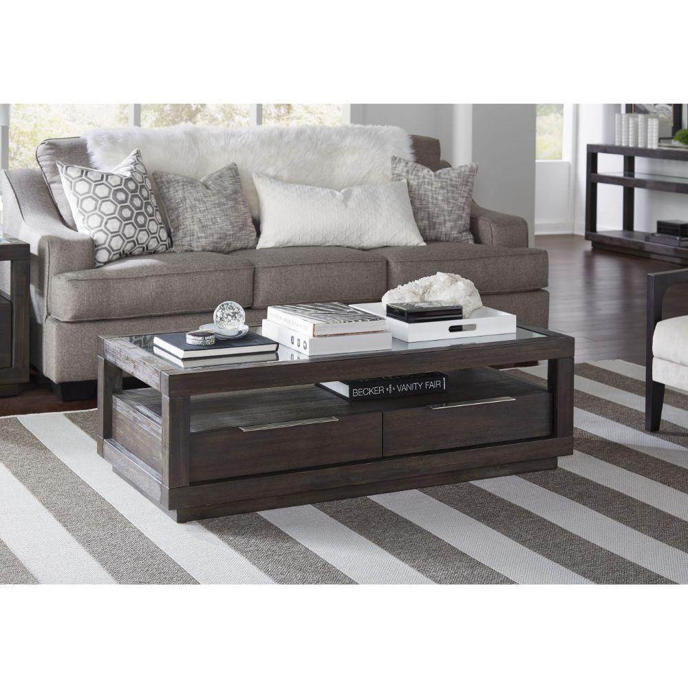 Modus Furniture - Oxford Two Drawer Rectangular Coffee Table in Basalt Grey - AZU521 veiw 2